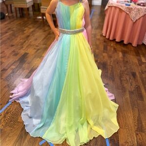 Ashley Lauren rainbow pageant gown dress